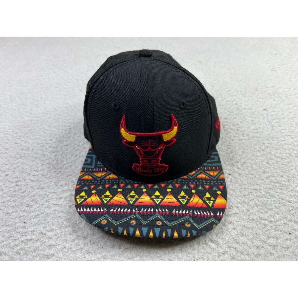 New Era Chicago Bulls Hat Mens Black Aztec Snapback Cap Windy City NBA 9FIFTY
